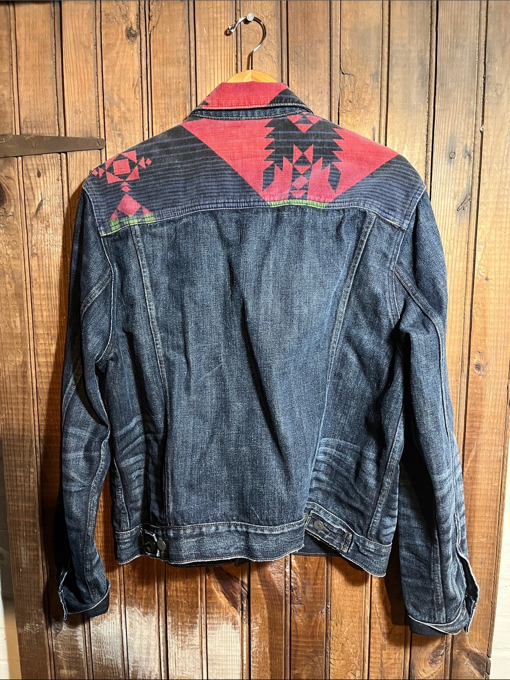 Ralph Lauren Denim Jacket with Red & Yellow Southwestern Yoke - Picture 6 of 7